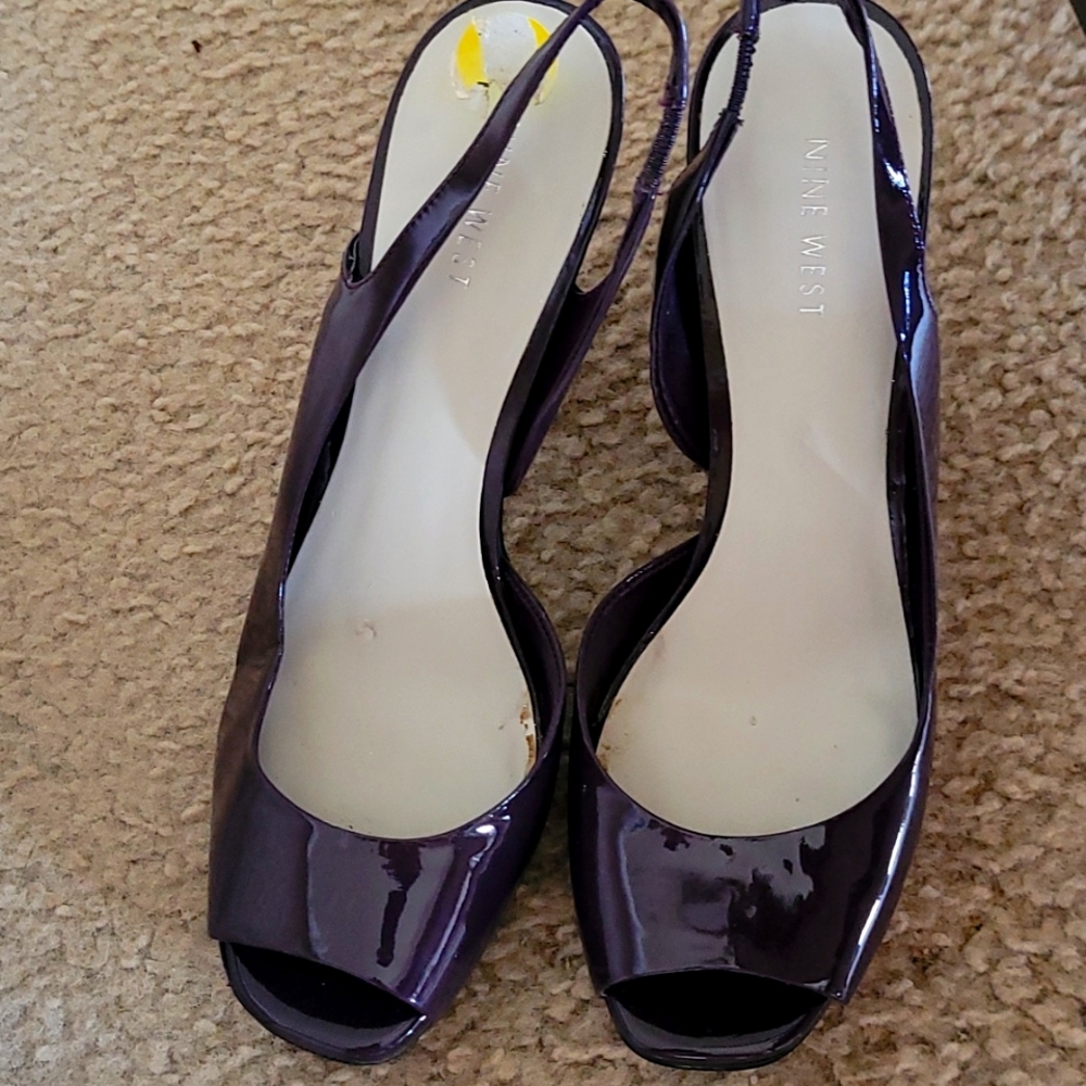 Nine west purple heels. Leather.  Peep toe. Perfect for summer. DISCOUNTED ship